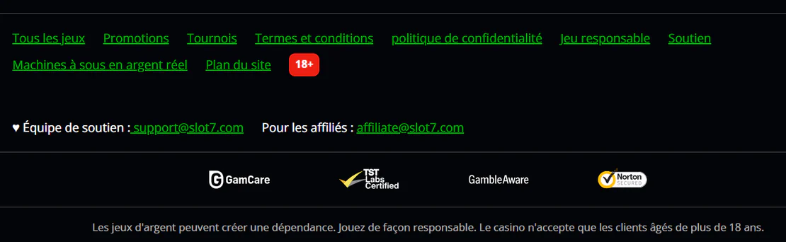 slot7 casino normes juridiques